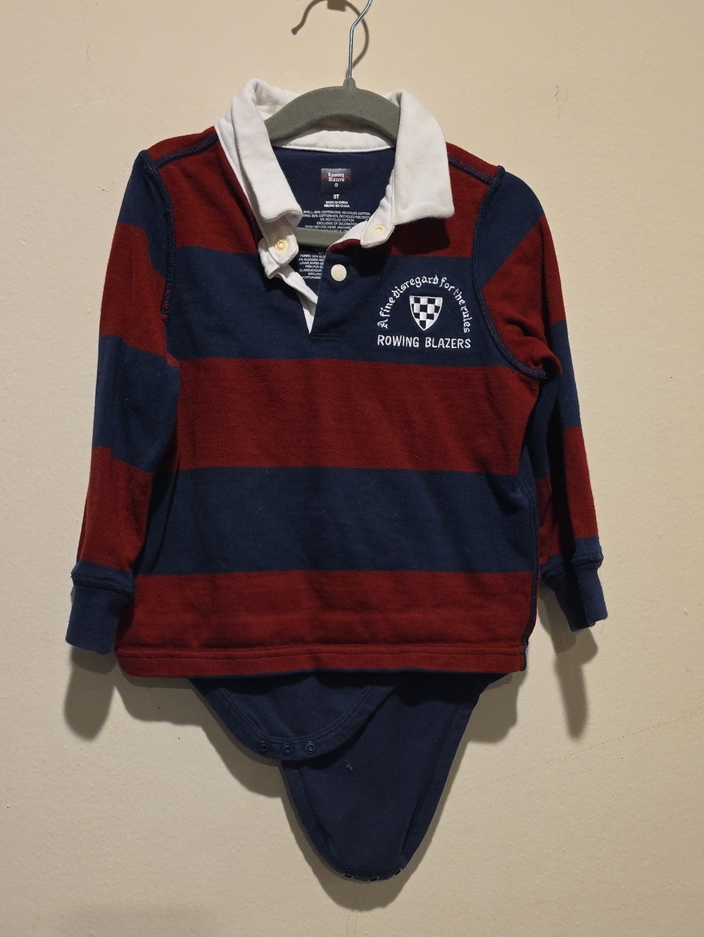 Striped Rugby Bodysuit in Navy and Burgundy